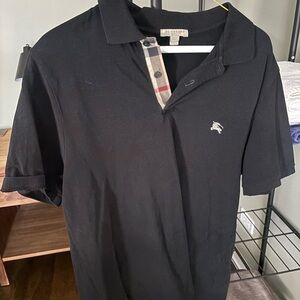 Burberry Black Polo Shirt with Check Detail